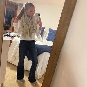 Tan fringe infinity scarf. Smoke and pet free home. In EUC. Lots of life left!